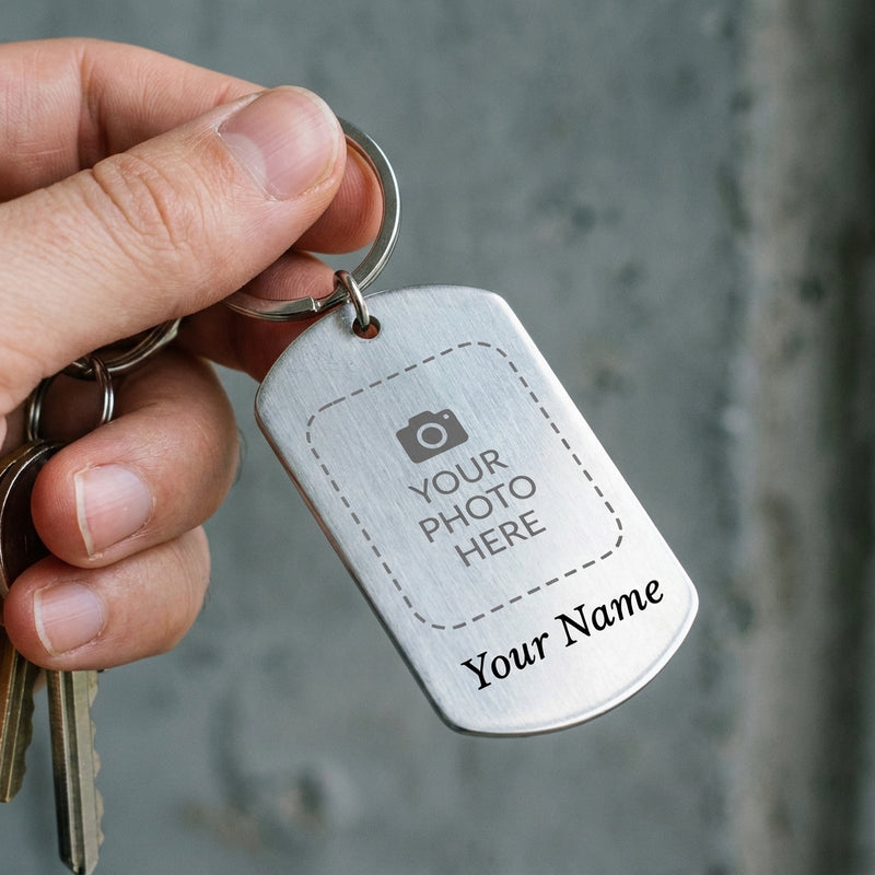 Personalized aluminum photo keychain with name