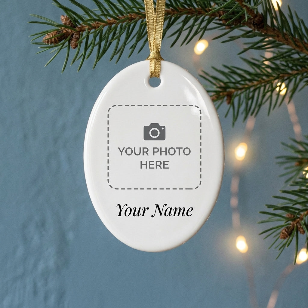 Personalized ceramic oval Christmas ornament – personalized example