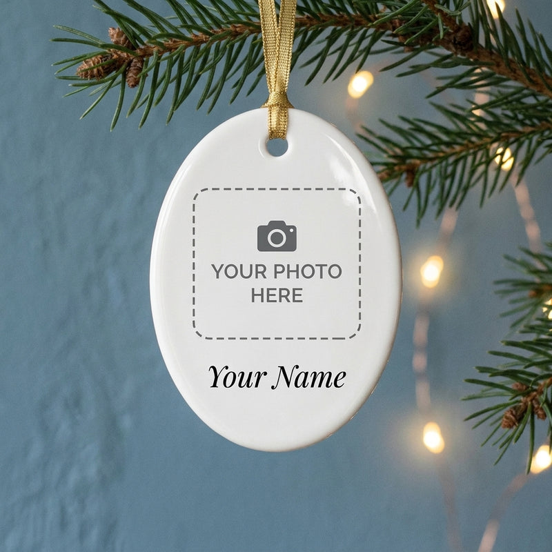 Personalized ceramic oval Christmas ornament – personalized example