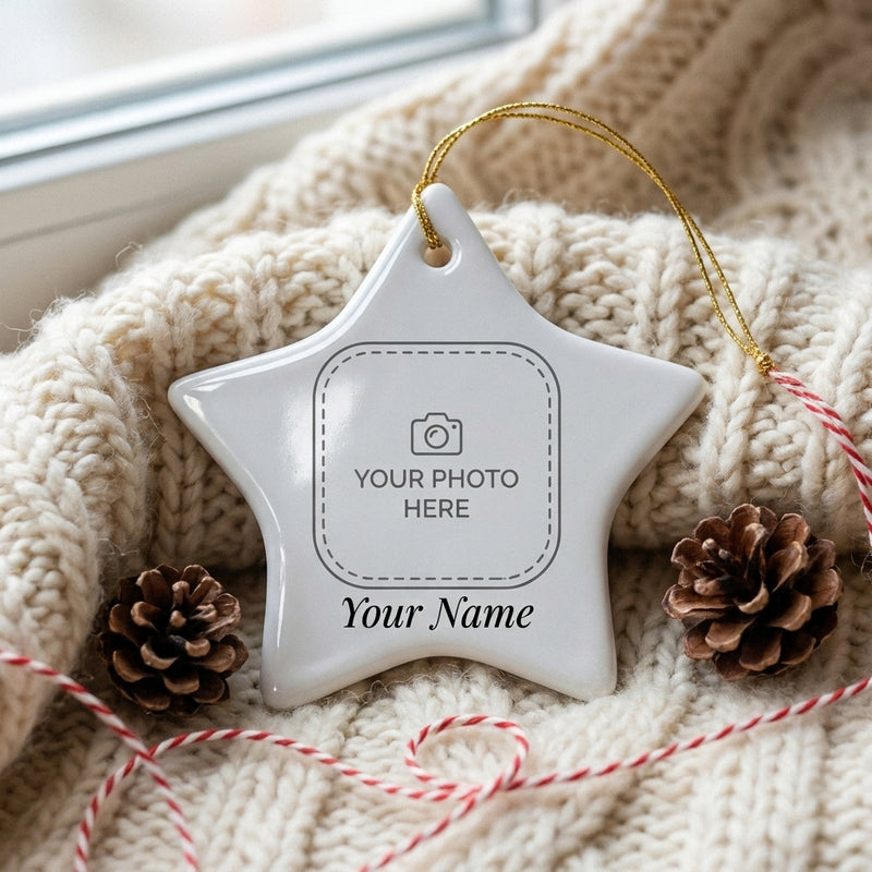Personalized ceramic star Christmas ornament – personalized example